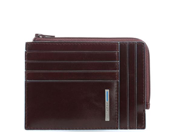 PIQUADRO BLUE SQUARE Portfel skórzany z RFID MAHOŃ - Portfele męskie