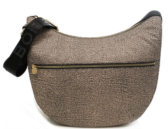 BORBONESE LUNA BAG MEDIUM Torba na ramię OP/NATURALNY/CZARNY - Torby damskie