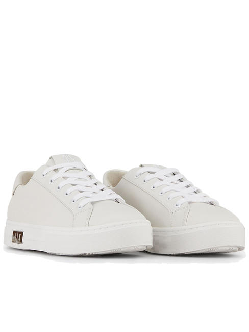 ARMANI EXCHANGE  Damskie skórzane trampki BIAŁY/BIAŁY - Buty damskie