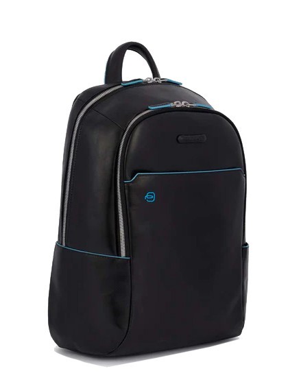 BLUE SQUARE Plecak sk&oacute;rzany na laptopa 14" Czarny - Plecaki na laptopa do pracy