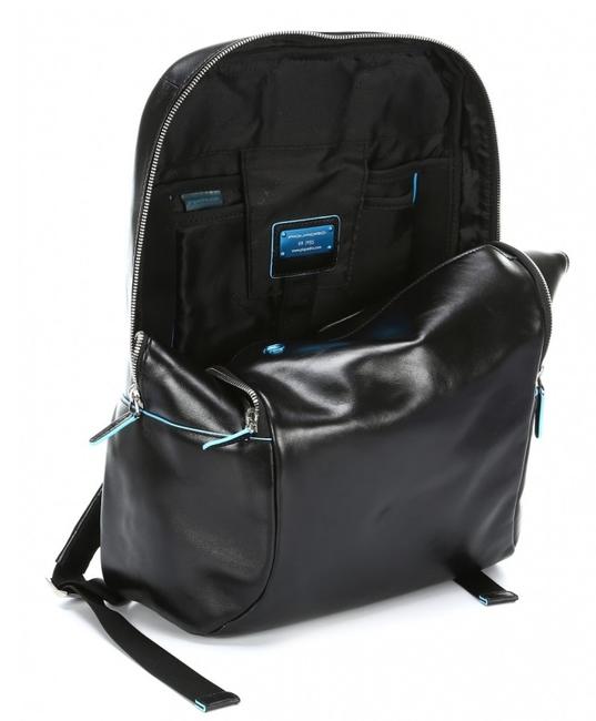 BLUE SQUARE Plecak sk&oacute;rzany na laptopa 14" Czarny - Plecaki na laptopa do pracy