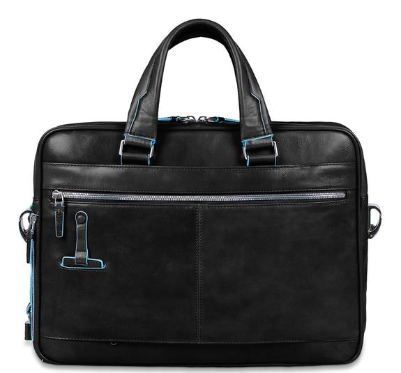 BLUE SQUARE Sk&oacute;rzana teczka na laptopa 14" Czarny - Teczki robocze