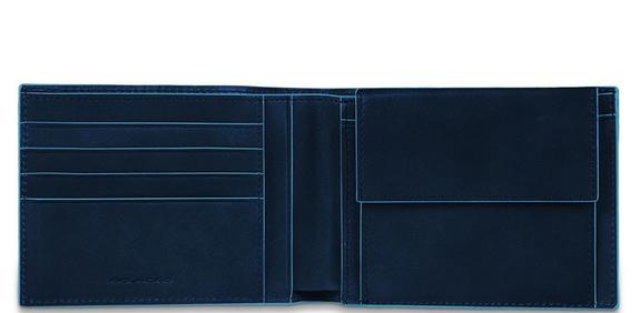 BLUE SQUARE NIEBIESKI KWADRAT, sk&oacute;ra, z RFID niebieski - Portfele męskie