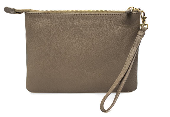 Pochette W sk&oacute;rze młotkowanej, małe NATURALNY - Torby damskie