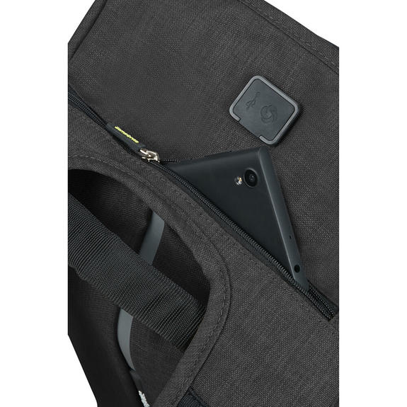 SECURIPAK  Plecak z systemem antykradzieżowym, uchwyt na komputer 15,6" STAL CZARNA - Plecaki na laptopa do pracy