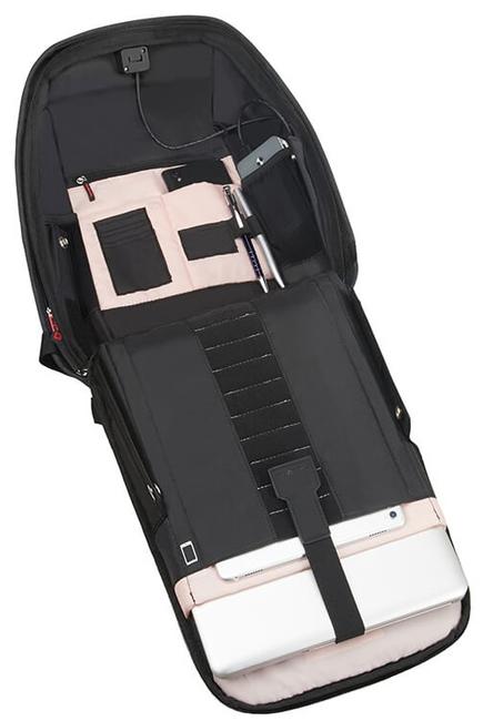 Zaino SECURIPAK, z systemem antykradzieżowym, uchwyt na komputer 14" STAL CZARNA - Plecaki na laptopa do pracy