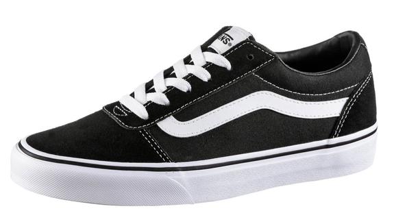 Sneakers Basse WARD, ze zamszu i pł&oacute;tna CZARNO-BIAŁY - Buty damskie