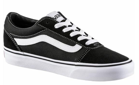 Sneakers Basse WARD, ze zamszu i pł&oacute;tna CZARNO-BIAŁY - Buty damskie