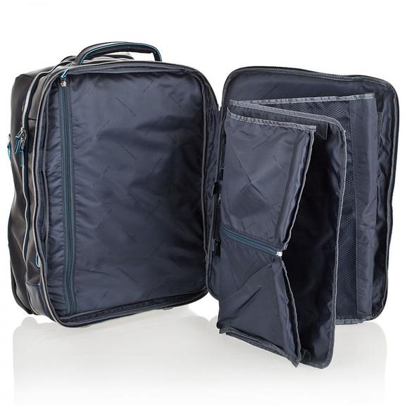 Trolley Linia BLUE SQUARE, bagaż podręczny, uchwyt na laptopa 15" niebieski - Bagaż podręczny