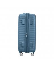 AMERICAN TOURISTER SOUNDBOX SPINNER W&oacute;zek średni, rozszerzalny niebieski kamień - W&oacute;zki twarde - 5