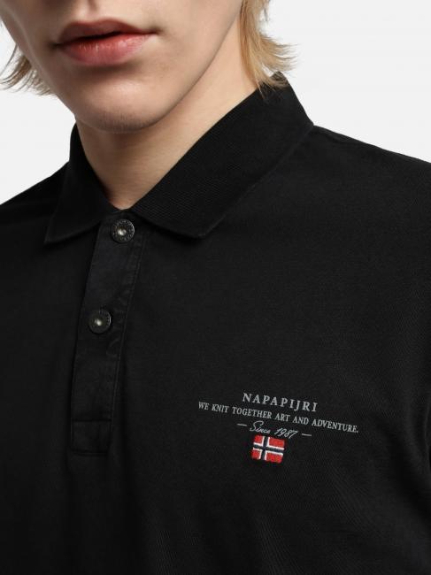 ELBAS JERSEY Koszulka polo z bawełny z mikrologo czarny 041 - Polo męskie