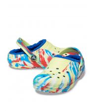 CROCS CLASSIC LINED MARBLED GLOG TODDLER Chodaki z wypełnieniem siarka/wieloskładnikowy - Buty dziecięce - 6