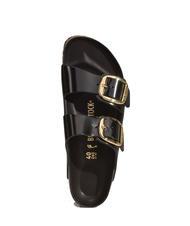 BIRKENSTOCK ARIZONA Big Buckle Sandały sk&oacute;rzane świecić na czarno - Buty uniseks - 5