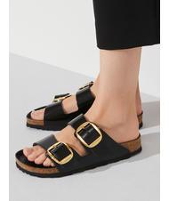 BIRKENSTOCK ARIZONA Big Buckle Sandały sk&oacute;rzane świecić na czarno - Buty uniseks - 9