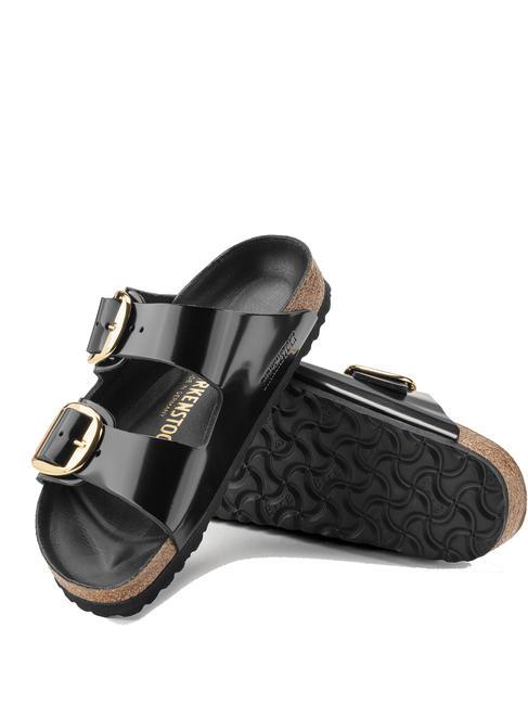 ARIZONA Big Buckle Sandały sk&oacute;rzane świecić na czarno - Buty uniseks