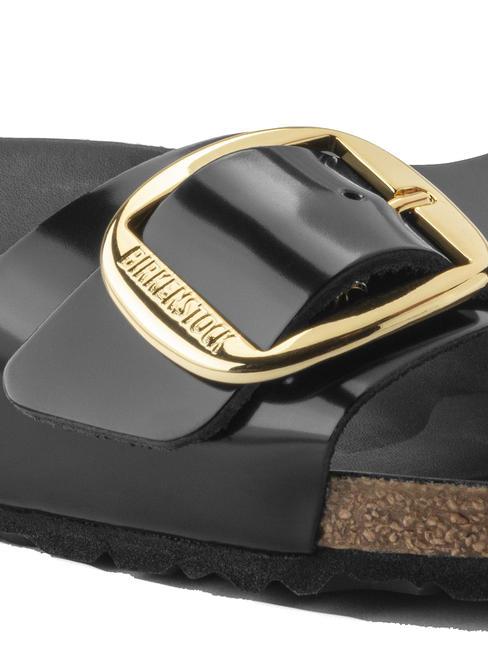 MADRID BIG BUCKLE Sandały ze sk&oacute;ry lakierowanej świecić na czarno - Buty damskie