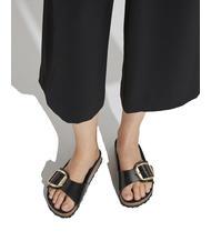 BIRKENSTOCK MADRID BIG BUCKLE Sandały ze sk&oacute;ry lakierowanej świecić na czarno - Buty damskie - 7