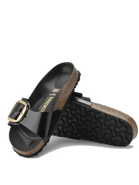 MADRID BIG BUCKLE Sandały ze sk&oacute;ry lakierowanej świecić na czarno - Buty damskie