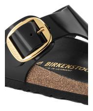 BIRKENSTOCK GIZEH BIG BUCKLE Klapki ze sk&oacute;ry lakierowanej świecić na czarno - Buty damskie - 4