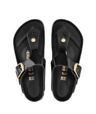BIRKENSTOCK GIZEH BIG BUCKLE Klapki ze sk&oacute;ry lakierowanej świecić na czarno - Buty damskie - 3