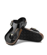 BIRKENSTOCK GIZEH BIG BUCKLE Klapki ze sk&oacute;ry lakierowanej świecić na czarno - Buty damskie - 5