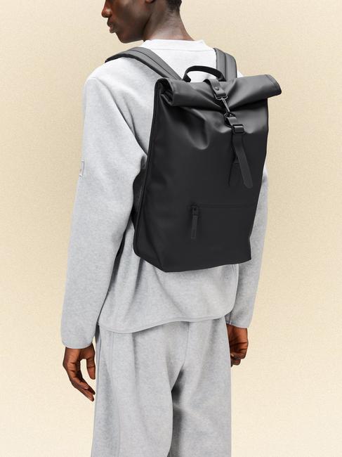 ROLLTOP RUCKSACK Duży wodoodporny plecak czarny - Plecaki szkolne i rekreacyjne