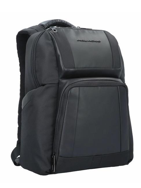 WALLABY Plecak ze sk&oacute;ry i materiału, uchwyt na laptopa 14" Czarny - Plecaki na laptopa do pracy