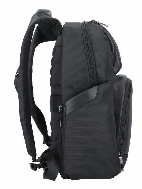 WALLABY Plecak ze sk&oacute;ry i materiału, uchwyt na laptopa 14" Czarny - Plecaki na laptopa do pracy