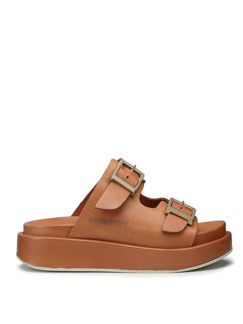 CATALINA Wysokie sk&oacute;rzane sandały koniak - Buty damskie