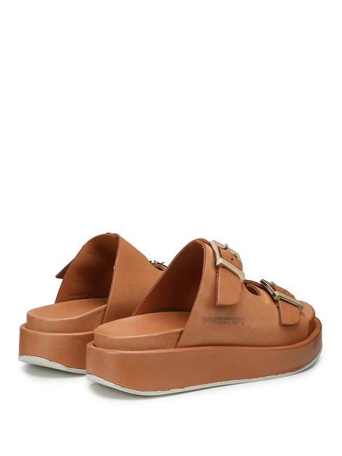 CATALINA Wysokie sk&oacute;rzane sandały koniak - Buty damskie