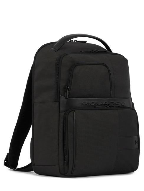 WOLLEM Plecak ze sk&oacute;ry i materiału, uchwyt na laptopa 14" Czarny - Plecaki na laptopa do pracy