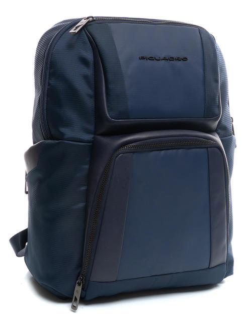 WALLABY Plecak ze sk&oacute;ry i materiału, uchwyt na laptopa 14" niebieski - Plecaki na laptopa do pracy