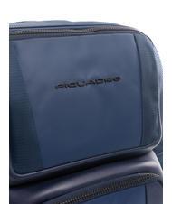 PIQUADRO WALLABY Plecak ze sk&oacute;ry i materiału, uchwyt na laptopa 14" niebieski - Plecaki na laptopa do pracy - 3