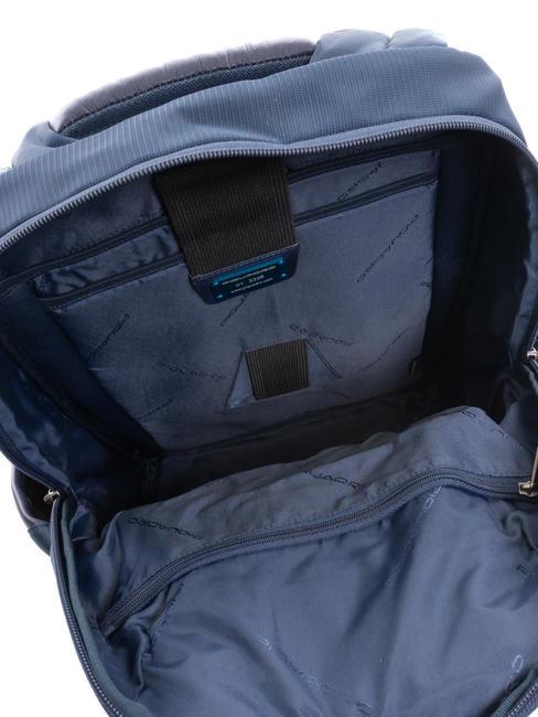 WALLABY Plecak ze sk&oacute;ry i materiału, uchwyt na laptopa 14" niebieski - Plecaki na laptopa do pracy