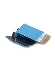 PIQUADRO BLUE SQUARE Sk&oacute;rzany i metalowy uchwyt na karty kredytowe niebieski - Portfele męskie - 2