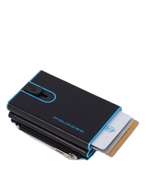 BLUE SQUARE Portfel sk&oacute;rzany z systemem przesuwnym Czarny - Portfele męskie