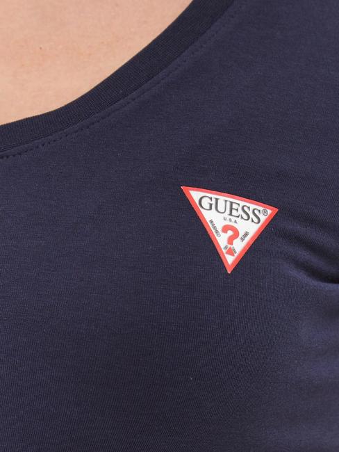 MINI TRIANGLE Koszulka z dekoltem w serek zaczerniony niebieski - Koszulki i topy damskie