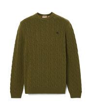 TIMBERLAND P-B LAMBWOOL Sweter z okrągłym dekoltem z mieszanki wełny ciemnooliwkowy - Koszulki męskie - 4