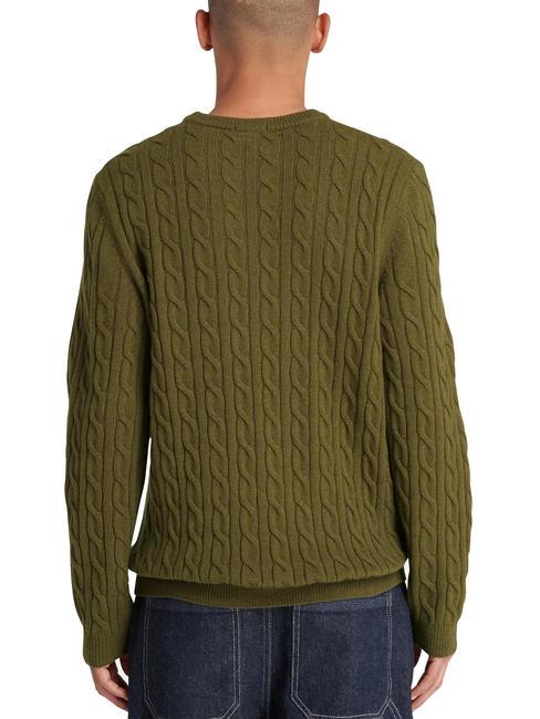 P-B LAMBWOOL Sweter z okrągłym dekoltem z mieszanki wełny ciemnooliwkowy - Koszulki męskie