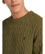 TIMBERLAND P-B LAMBWOOL Sweter z okrągłym dekoltem z mieszanki wełny ciemnooliwkowy - Koszulki męskie - 3