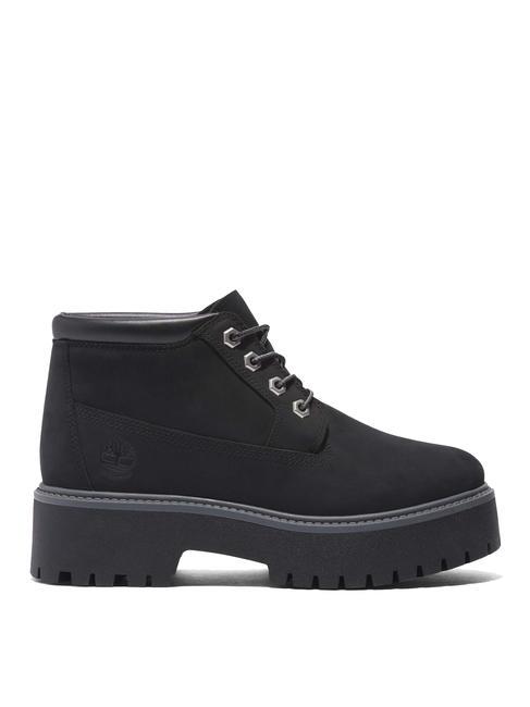 HERITAGE PLATFORM Buty do kostki z nubuku CZARNY ODRZUT - Buty damskie