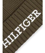 TOMMY HILFIGER MONOTYPE BEANIE Czapka z bawełny i wełny zieleń wojskowa - Włosy - 3