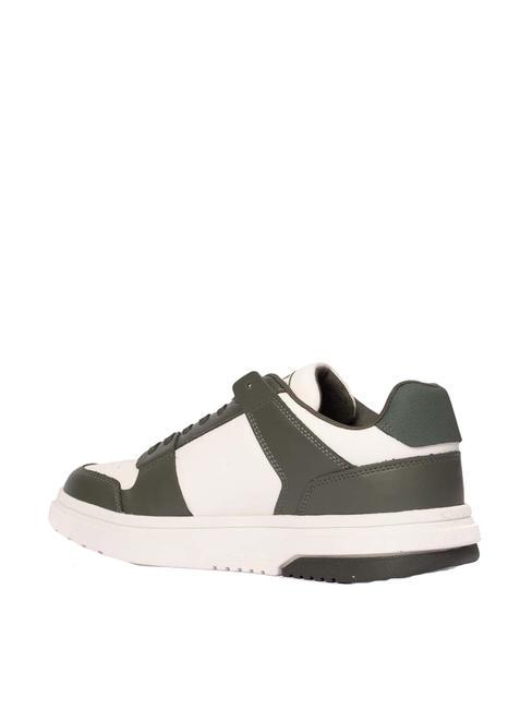 TOMMY JEANS Leather Cupsole Sk&oacute;rzane trampki cynowo-zielony/ecru - Buty męskie