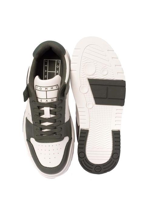 TOMMY JEANS Leather Cupsole Sk&oacute;rzane trampki cynowo-zielony/ecru - Buty męskie