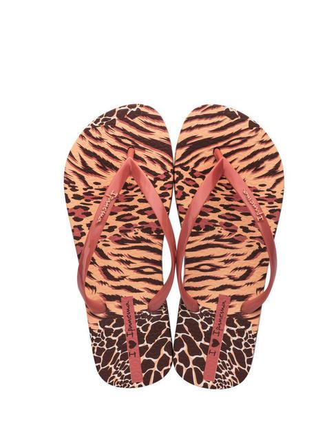 ANIMALE PRINT II  Klapki z nadrukiem pomarańczowy/beżowy - Buty damskie