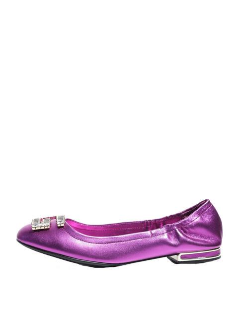 MICKLE Baleriny sk&oacute;rzane fuksja - Buty damskie