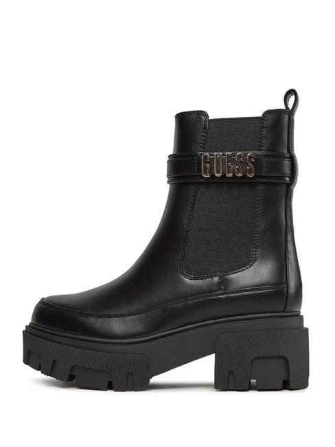 YELMA Metaliczne buty do kostki z logo CZARNY - Buty damskie