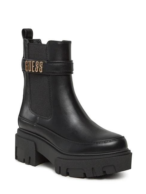 YELMA Metaliczne buty do kostki z logo CZARNY - Buty damskie