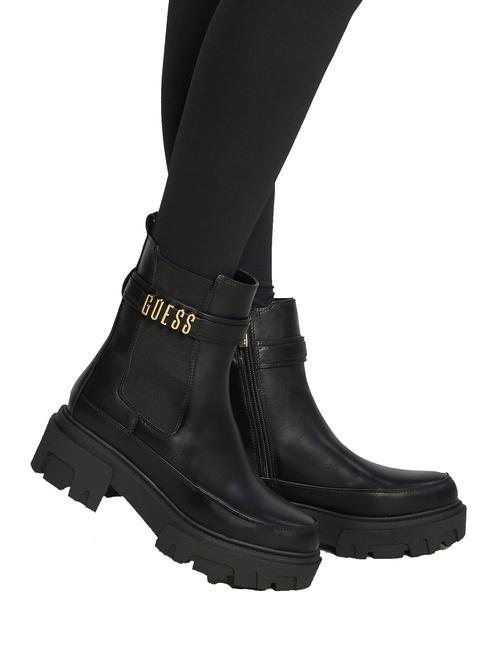 YELMA Metaliczne buty do kostki z logo CZARNY - Buty damskie