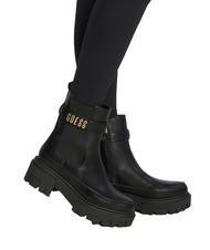 GUESS YELMA Metaliczne buty do kostki z logo CZARNY - Buty damskie - 8